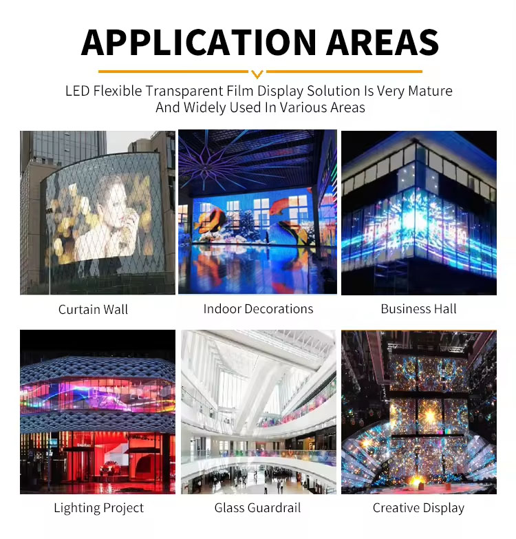 Adhesive Transparent LED film Manufacturer,LED Transparent Film Supplier,Transparent LED Screen Factory,Custom Flexible LED Display Maker
