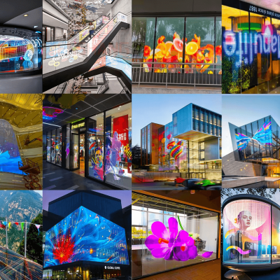 Factory  Customized Ultra Thin Glass Advertising LED Panel Display Transparent LED Film Flexible LED