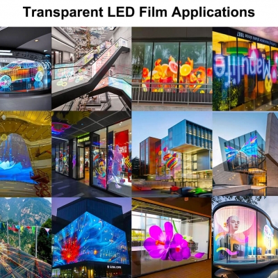 Indoor Full Color Flexible Transparent LED Film Screen Indoor P6 Transparent Film LED Screen Sticker